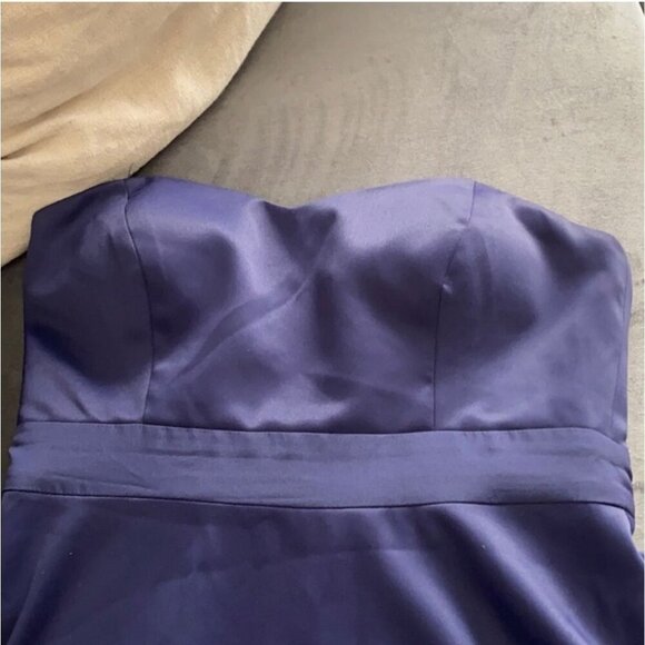 BCBGeneration Strapless Deep Purple Mini Dress Layered Hem Ruffle Front Size 6 - Picture 8 of 9